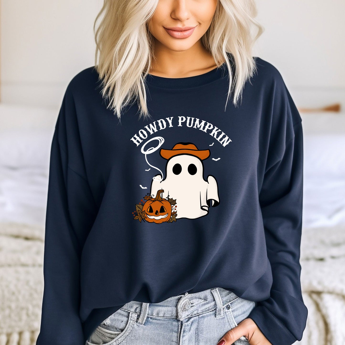 Howdy Pumpkin Ghost Custom Halloween Sweat, Comfort Halloween Hoodie, Team Halloween Sweatshirt, Retro Halloween Shirt, Cute Unique Gift