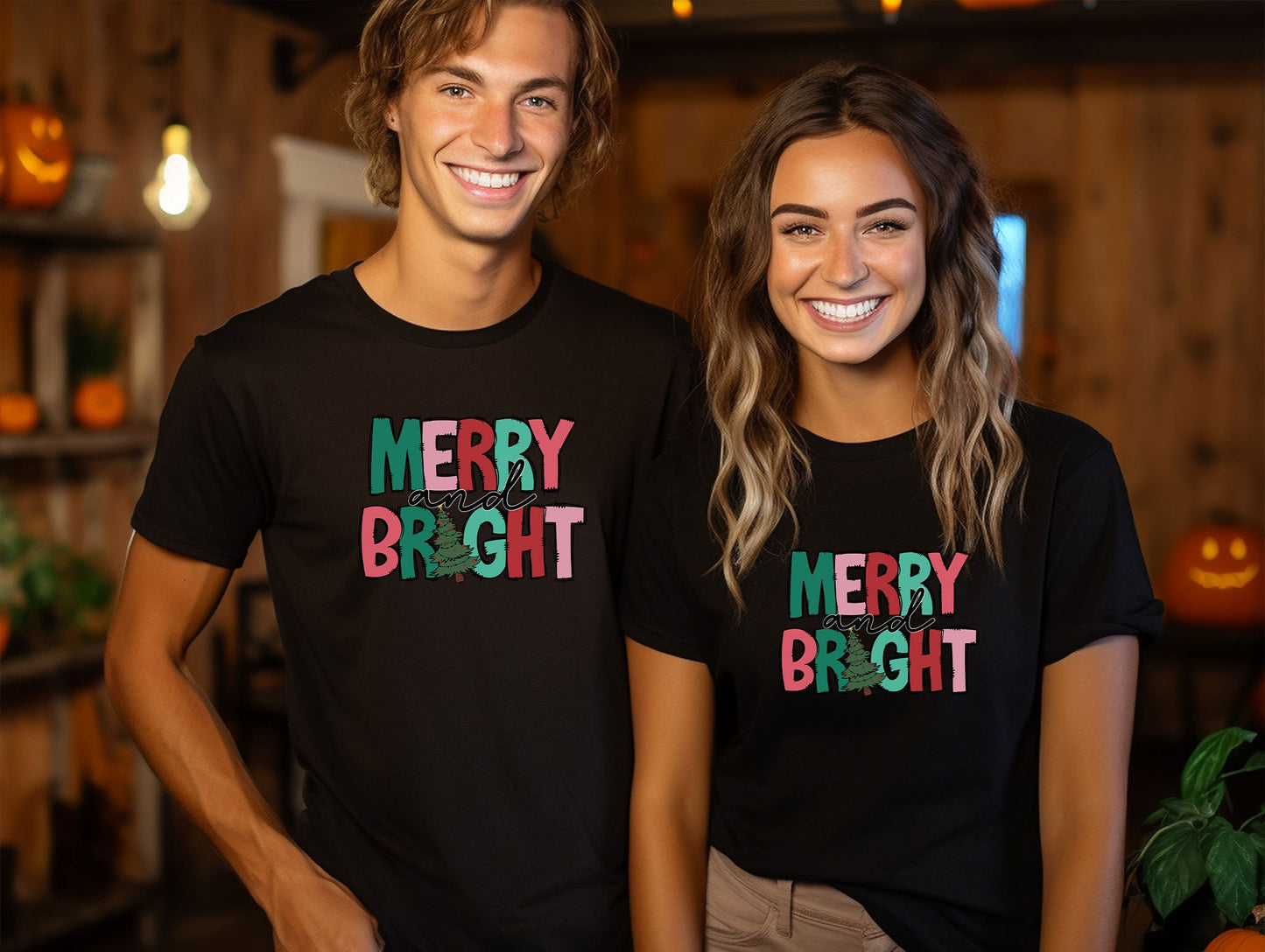 Merry and Bright T-Shirt, Women"s Christmas Shirt, Holiday Retro Tee, Merry Christmas T-Shirt, Gift for Christmas, Christmas Clothing