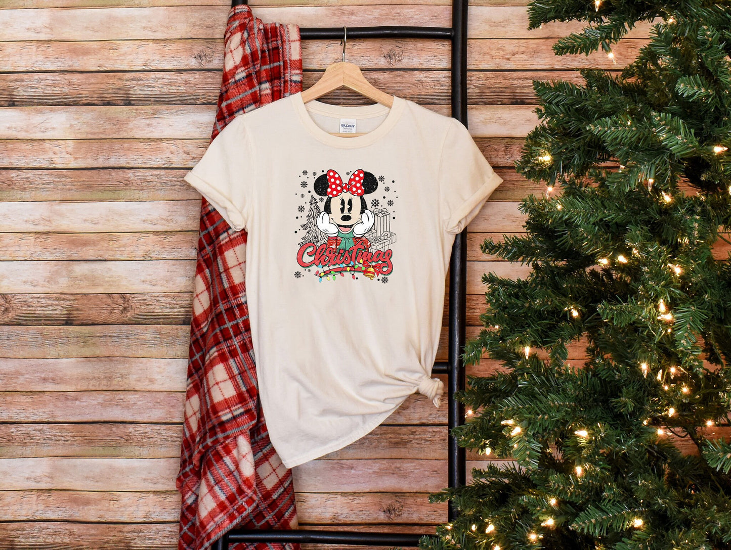 Vintage Minnie Christmas T-Shirt, Retro Disney Christmas Shirt, Disney Christmas Couple Shirt, Cute Disneyland Vacation Gift custom Tee