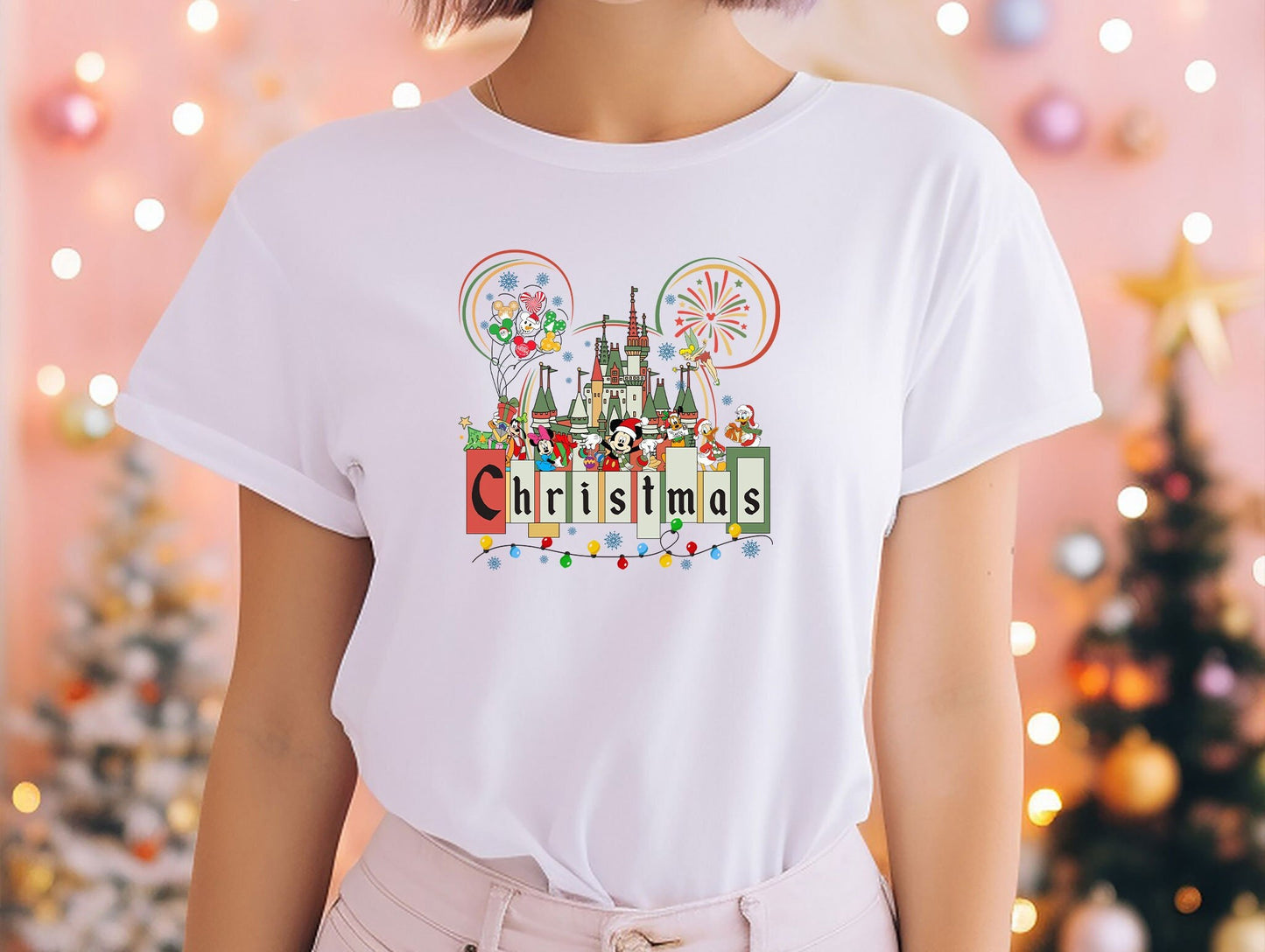 Disney Characters Christmas Custom Shirt, Mickey Ear Shirt, Magic Castle T-Shirt, Disneyland Tee, Tour Matching Gift Shirt