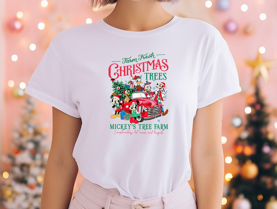 Farm Fresh Christmas Trees Shirt, Disneyland Christmas Shirt, Disney World Xmas T-Shirt, Mickey's Tree Farm Shirt, Disney Characters Tee