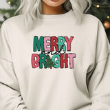 Merry Bright Sweat shirt, Womens Christmas Sweatshirt, Holiday Retro Hoodie, Merry Christmas Hoodie, Gift for Christmas, Christmas Clothing
