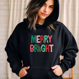 Merry Bright Sweat shirt, Womens Christmas Sweatshirt, Holiday Retro Hoodie, Merry Christmas Hoodie, Gift for Christmas, Christmas Clothing