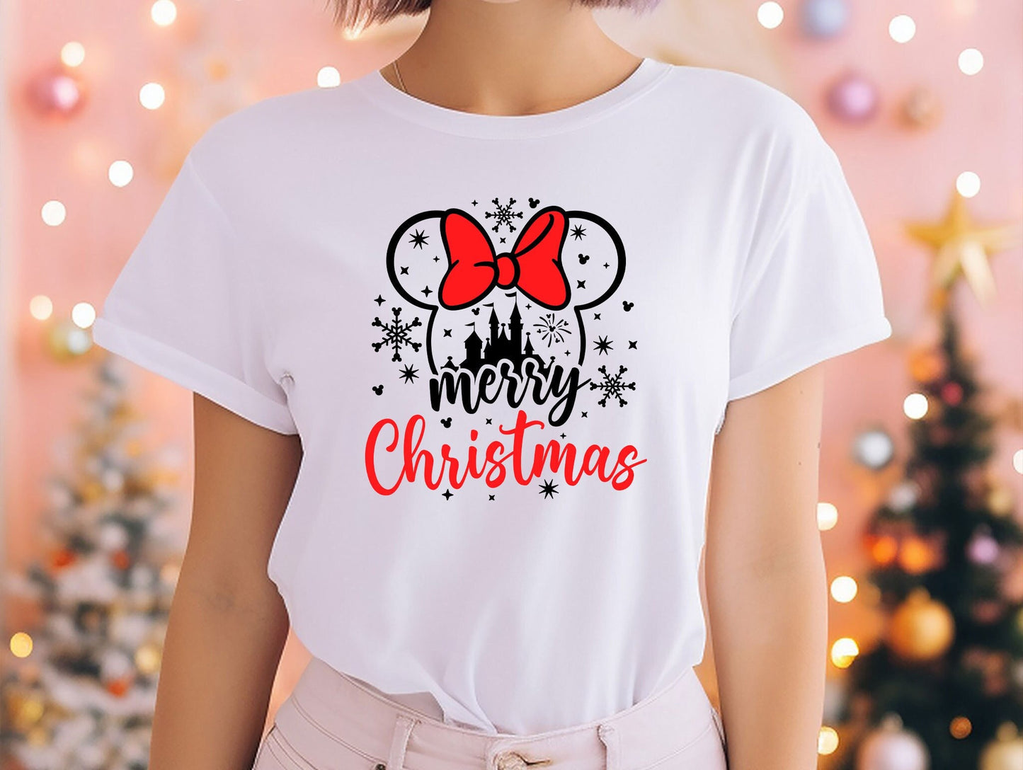 Disney Merry Christmas T-Shirt, Minnie Christmas Shirt, Disney Christmas Shirt, Disney Matching Family Tee, Christmas Disney Couple Shirt