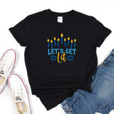 Let's Get Lit Hanukkah Sweatshirt for Women Gold & Silver Glitter Print - Hanukkah Sweaters, Funny Hanukkah shirts, menorah Jewish shirts