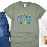 Let's Get Lit Hanukkah Sweatshirt for Women Gold & Silver Glitter Print - Hanukkah Sweaters, Funny Hanukkah shirts, menorah Jewish shirts