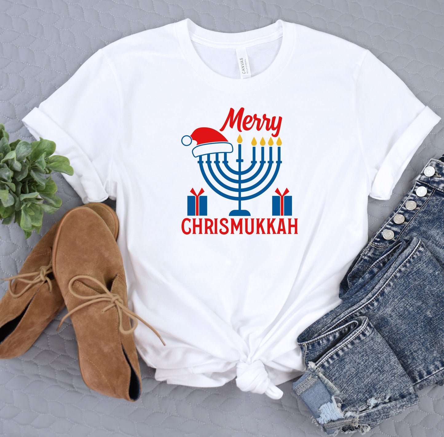 Happy Chrismukkah Shirt, Funny Hannukkah Shirts, Christmas Ugly Sweater Shirt, Hanukkah Menorah Shirt, Chanukah Jewish Holiday Celebration