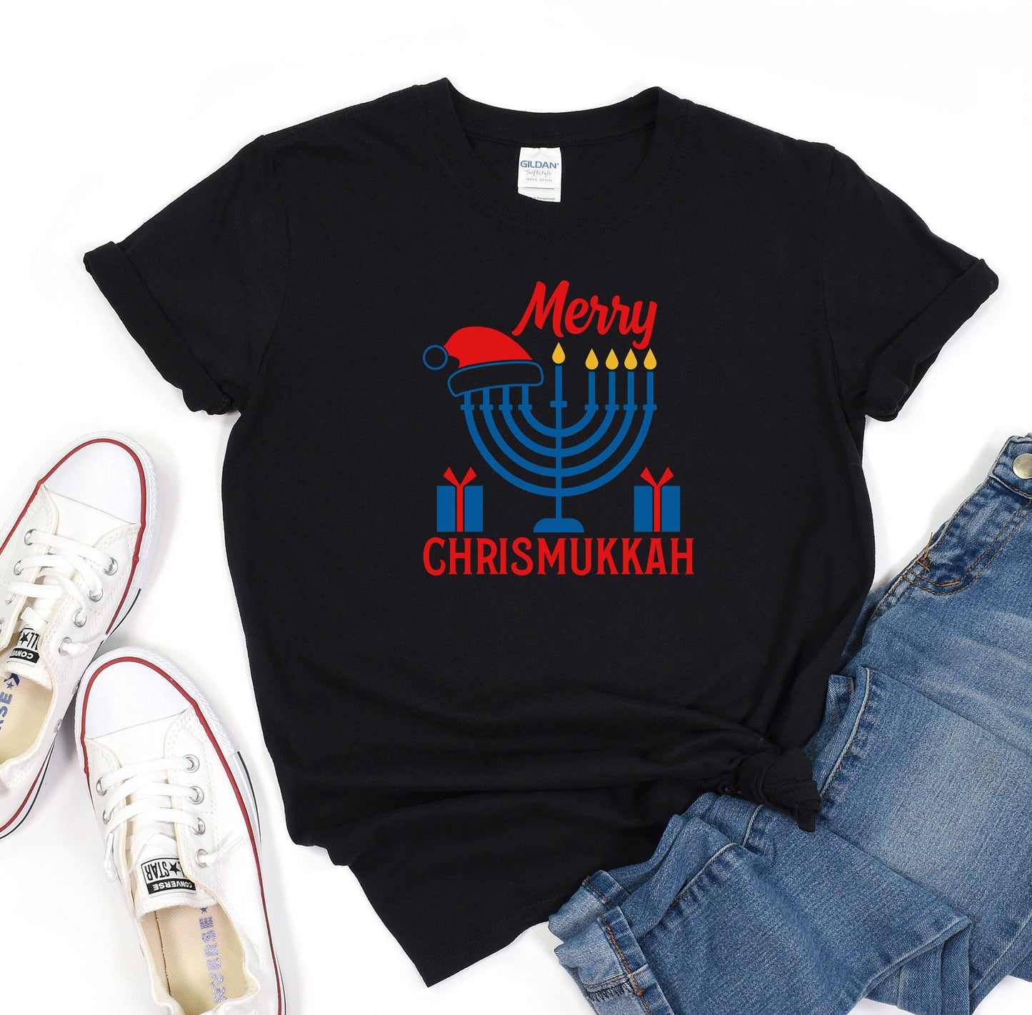 Happy Chrismukkah Shirt, Funny Hannukkah Shirts, Christmas Ugly Sweater Shirt, Hanukkah Menorah Shirt, Chanukah Jewish Holiday Celebration