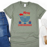 Happy Chrismukkah Shirt, Funny Hannukkah Shirts, Christmas Ugly Sweater Shirt, Hanukkah Menorah Shirt, Chanukah Jewish Holiday Celebration