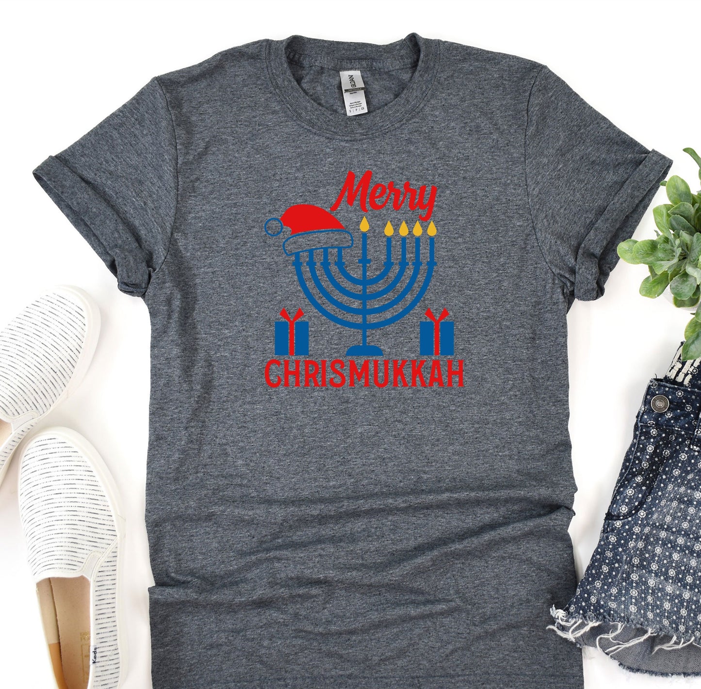 Happy Chrismukkah Shirt, Funny Hannukkah Shirts, Christmas Ugly Sweater Shirt, Hanukkah Menorah Shirt, Chanukah Jewish Holiday Celebration