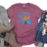 Peace Light Joy Shirt, Happy Hanukkah Shirt, Jewish Shirt, Holiday Hanukkah T-Shirt, Hanukkah Shirt, Jewish Saying Tee, Shirt for Jewish