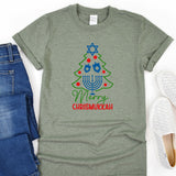 Happy Chrismukkah Shirt, Funny Hannukkah Shirts, Christmas Ugly T-Shirt, Hanukkah Menorah Shirt, Chanukah Jewish Holiday Celebration Tee