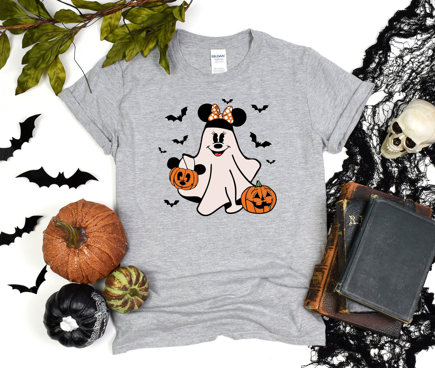 Disney Minnie Boo Ghost Halloween Shirt, Retro Minnie Spooky Season Tee, Halloween Pumpkin Shirt, Minnie Pumpkin T-Shirt