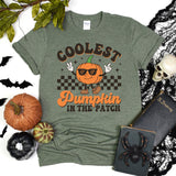 Coolest Pumpkin on the Patch Custom Halloween T-Shirt, Comfort Ghost Tee, Team Pumpkin Shirt, Retro Race Halloween Shirt, Bat Halloween Gift