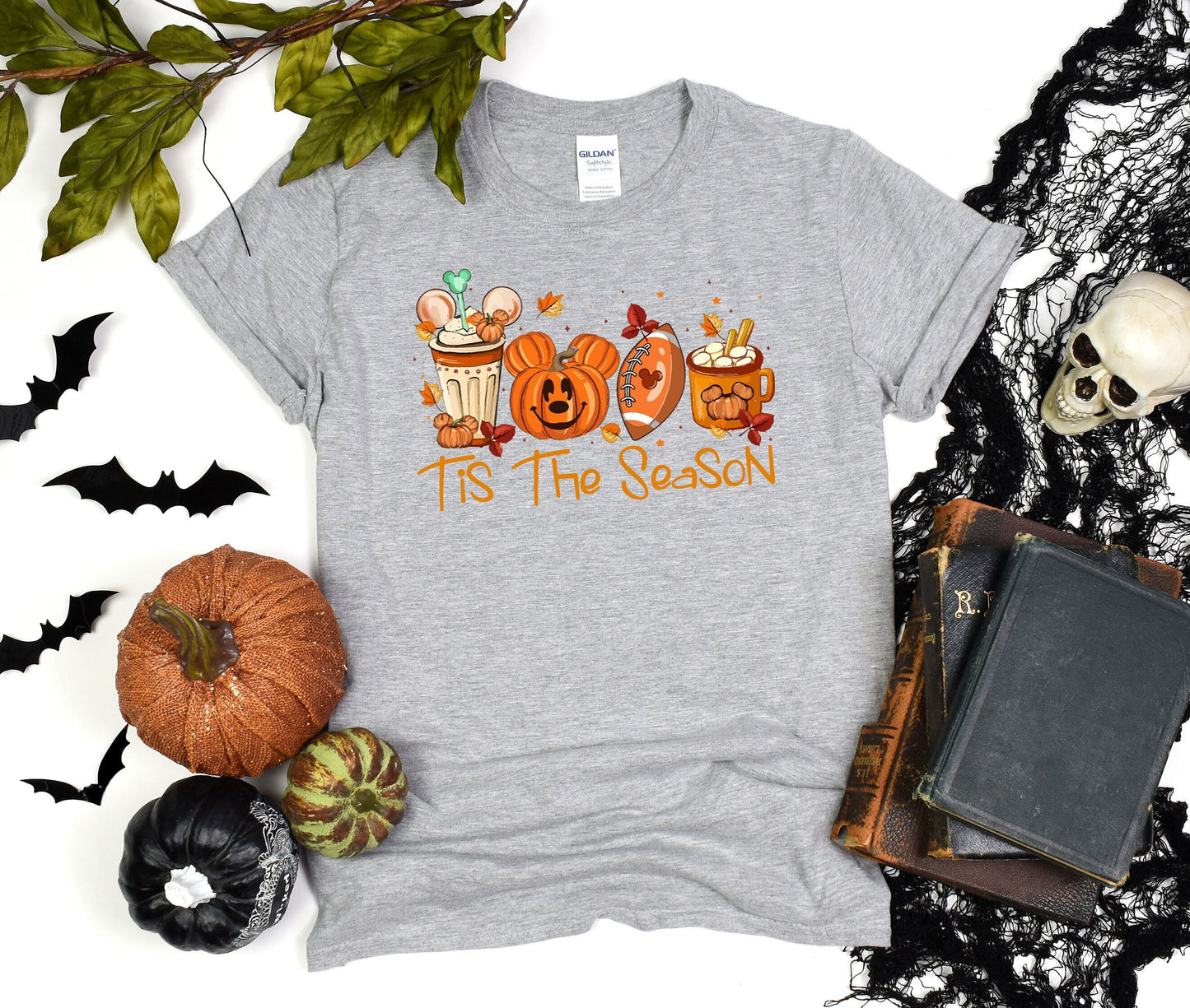 Mickey Ears Disney Halloween Coffee Tis The Season Shirt, Disney 2023 Halloween T-Shirt, Disney Fall Thanksgiving Pumpkin Football Gift Tee,