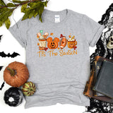 Mickey Ears Disney Halloween Coffee Tis The Season Shirt, Disney 2023 Halloween T-Shirt, Disney Fall Thanksgiving Pumpkin Football Gift Tee,