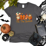 Mickey Ears Disney Halloween Coffee Tis The Season Shirt, Disney 2023 Halloween T-Shirt, Disney Fall Thanksgiving Pumpkin Football Gift Tee,