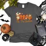 Mickey Ears Disney Halloween Coffee Tis The Season Shirt, Disney 2023 Halloween T-Shirt, Disney Fall Thanksgiving Pumpkin Football Gift Tee,