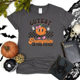 Cutest Pumpkin in the patch Halloween Tee, Teacher Gift Shirt, Gift For Her, Vintage Pumpkins spices season T-shirt, Cute Fall Race Shirt