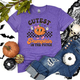 Cutest Pumpkin in the patch Halloween Tee, Teacher Gift Shirt, Gift For Her, Vintage Pumpkins spices season T-shirt, Cute Fall Race Shirt