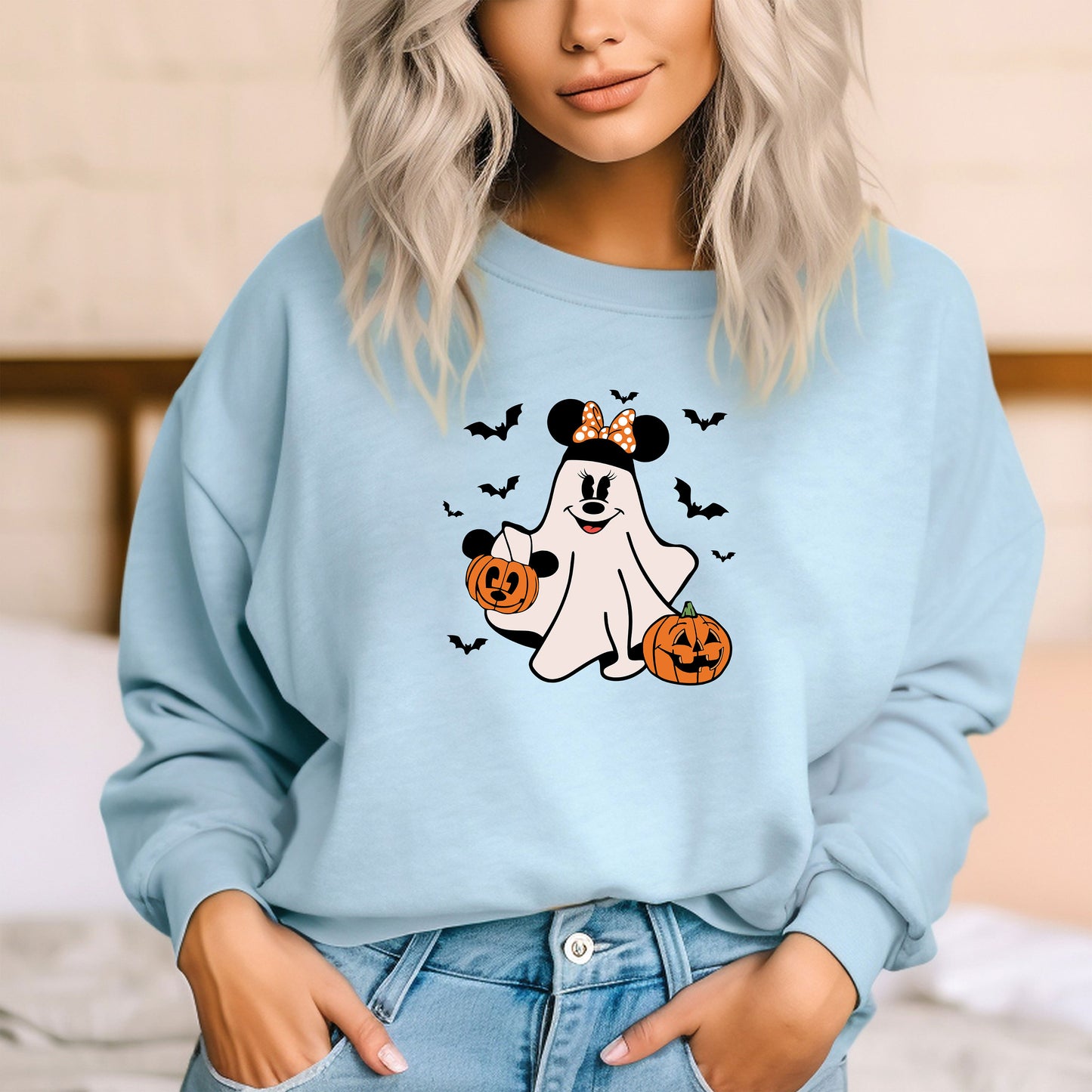 Cute Minnie Ghost Sweatshirt, Disney Minnie Halloween Boo, Minnie Ghost Pumpkin Sweatshirt, Minnie Spooky Season Hoodie, Minnie Not So Scary