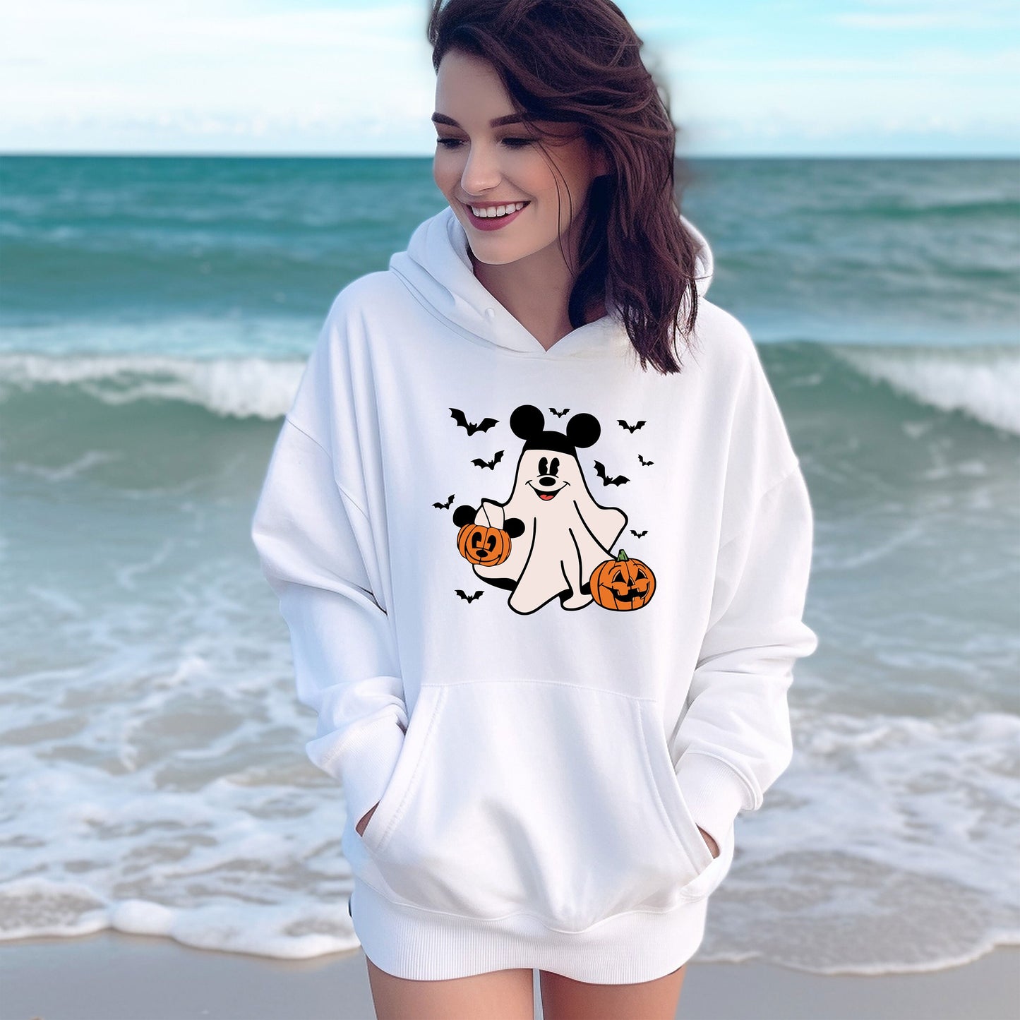 Cute Mickey Ghost Sweatshirt, Disney Mickey Halloween Boo, Mickey Ghost Pumpkin Sweatshirt, Mickey Spooky Season Hoodie, Mickey Not So Scary