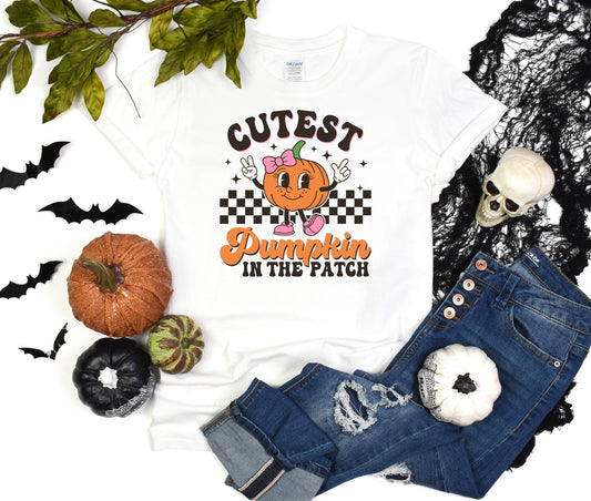 Cutest Pumpkin in the patch Halloween Tee, Teacher Gift Shirt, Gift For Her, Vintage Pumpkins spices season T-shirt, Cute Fall Race Shirt