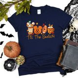 Mickey Ears Disney Halloween Coffee Tis The Season Shirt, Disney 2023 Halloween T-Shirt, Disney Fall Thanksgiving Pumpkin Football Gift Tee,