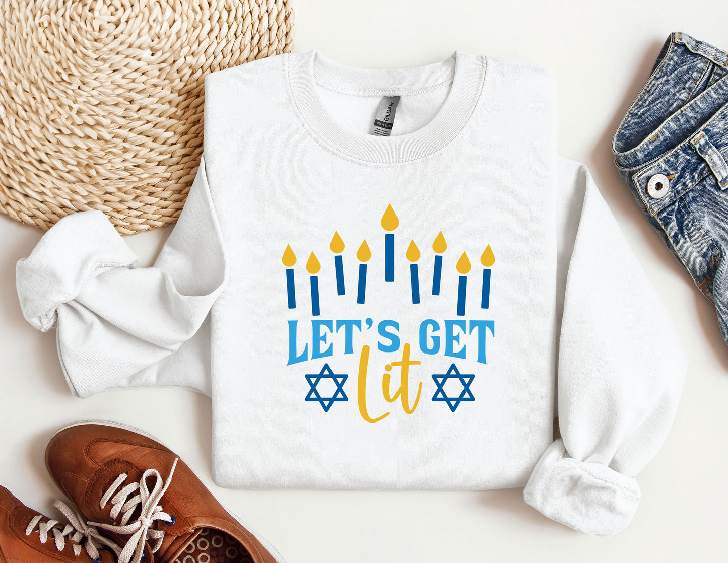 Let's Get Lit Hanukkah Sweatshirt, Hanukkah Sweaters, Funny Hanukkah Hoodies, menorah Jewish Hoodies