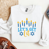 Let's Get Lit Hanukkah Sweatshirt, Hanukkah Sweaters, Funny Hanukkah Hoodies, menorah Jewish Hoodies