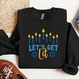 Let's Get Lit Hanukkah Sweatshirt, Hanukkah Sweaters, Funny Hanukkah Hoodies, menorah Jewish Hoodies