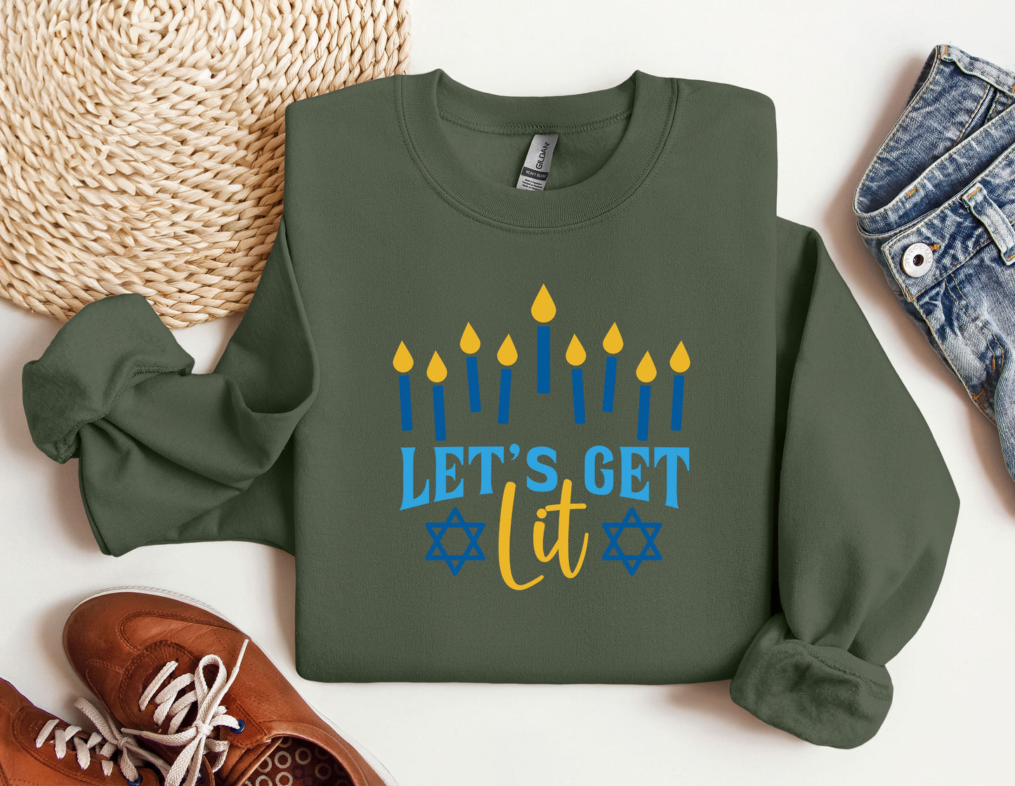 Let's Get Lit Hanukkah Sweatshirt, Hanukkah Sweaters, Funny Hanukkah Hoodies, menorah Jewish Hoodies