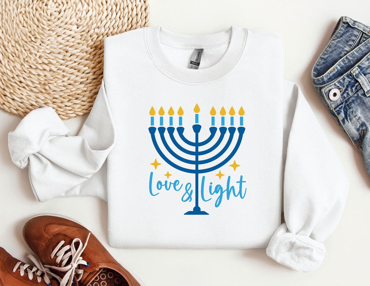 Love and Light Hanukkah Sweatshirt, Menorah Sweatshirt, Holiday Hoodie, Hanukkah Sweatshirt, Chanukah Hoodie, Festival of lights Sweatshirt