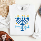 Love and Light Hanukkah Sweatshirt, Menorah Sweatshirt, Holiday Hoodie, Hanukkah Sweatshirt, Chanukah Hoodie, Festival of lights Sweatshirt