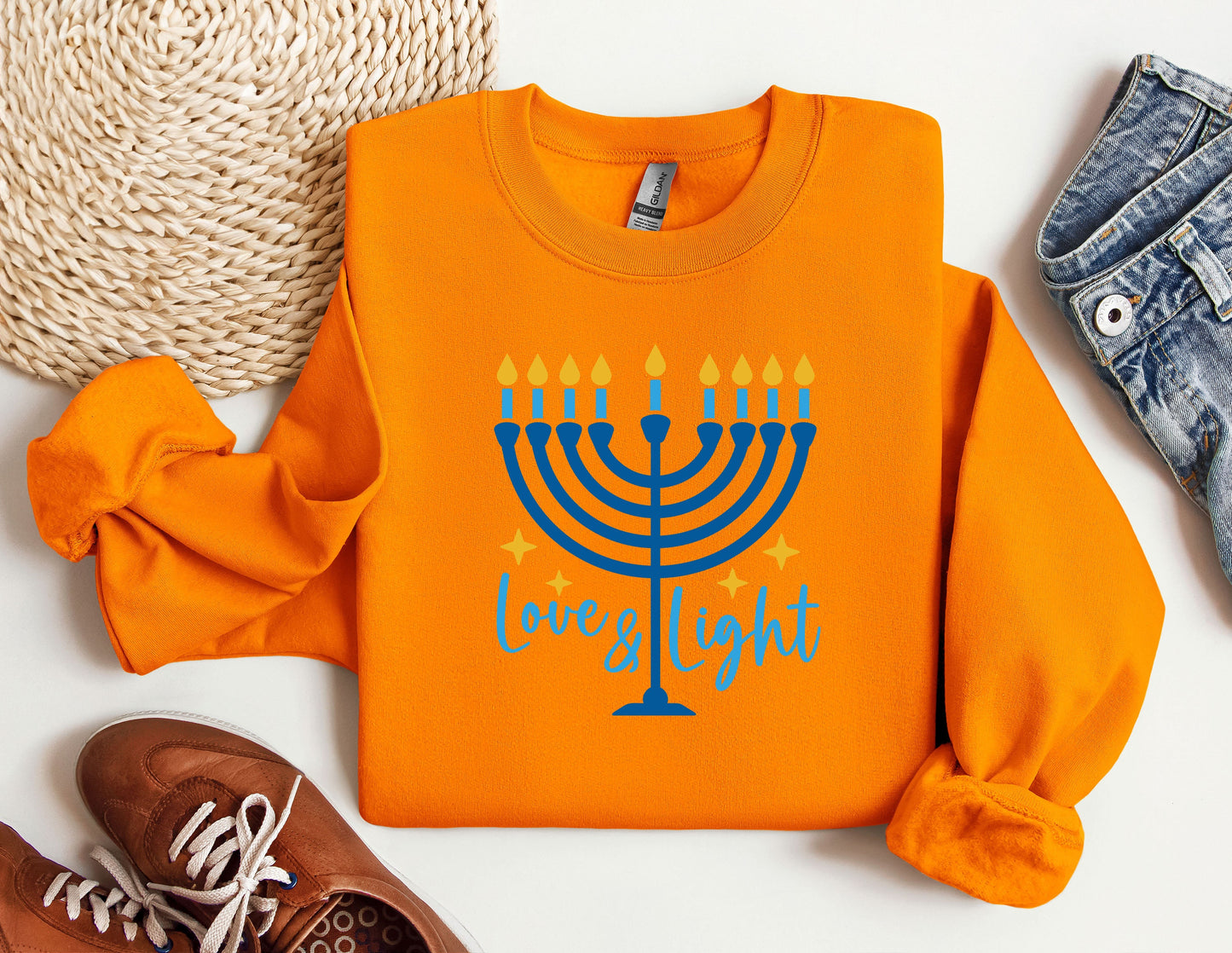 Love and Light Hanukkah Sweatshirt, Menorah Sweatshirt, Holiday Hoodie, Hanukkah Sweatshirt, Chanukah Hoodie, Festival of lights Sweatshirt