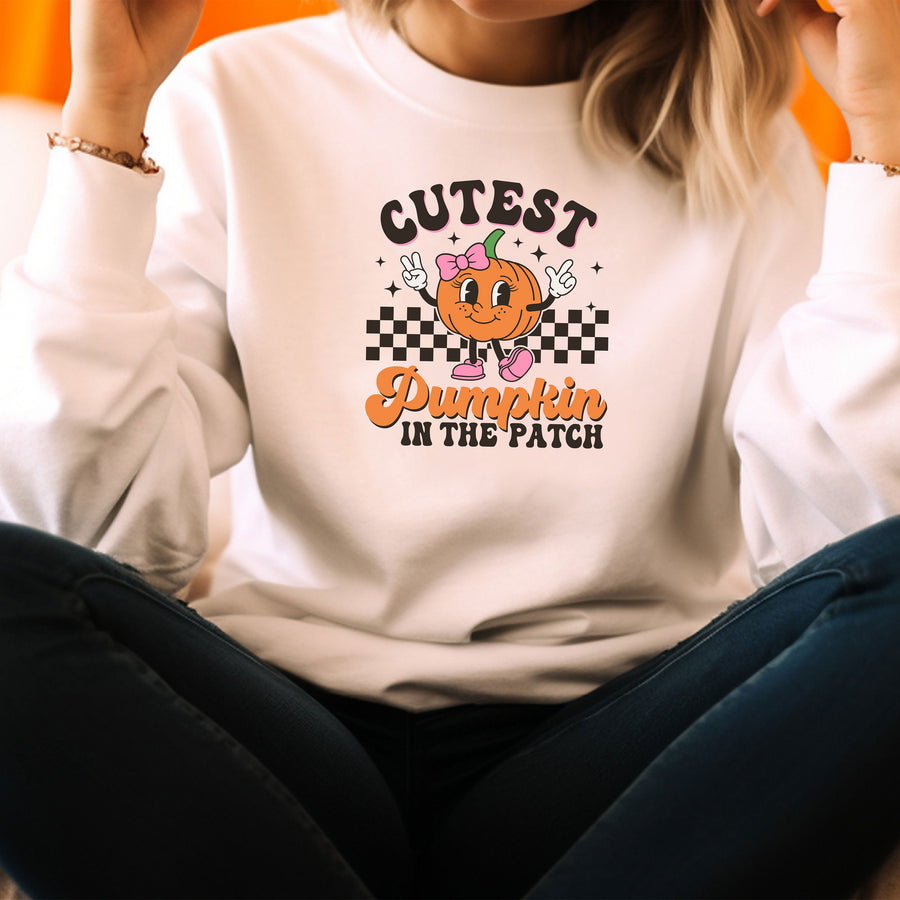 Cutest Pumpkin in the patch Sweatshirt, Cutest Pumpkin Race Shirt, Thanksgiving Shirt, Vintage Halloween Hoodie, Pumpkin Farm Sweatshirt