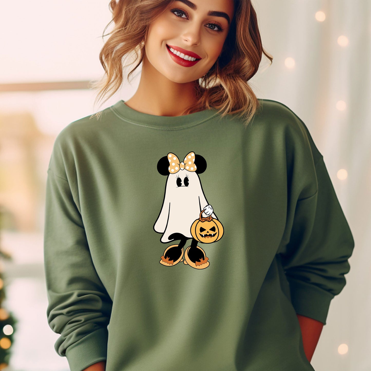 Disney Minnie Ghost Halloween Sweatshirt, Cute Minnie Ghost Sweatshirt, Minnie Spooky Season Hoodie, Halloween Pumpkin Sweater