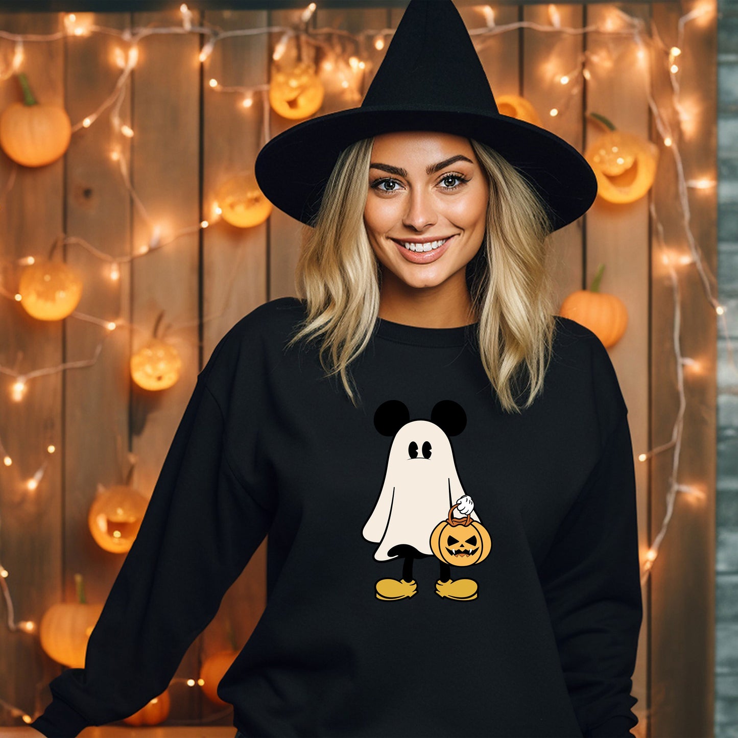 Disney Mickey Ghost Halloween Sweatshirt, Cute Mickey Ghost Sweatshirt, Mickey Spooky Season Hoodie, Halloween Pumpkin Sweater