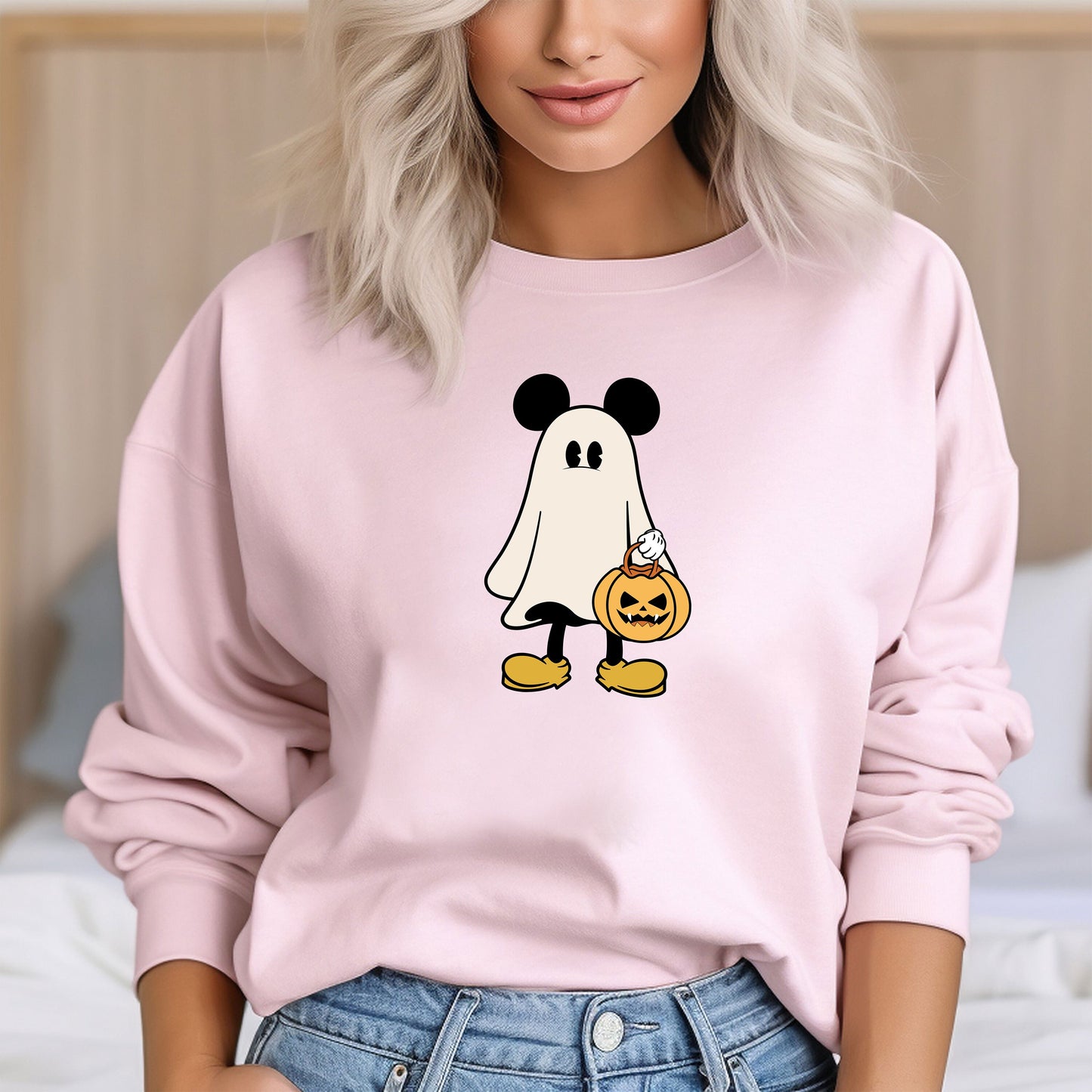 Disney Mickey Ghost Halloween Sweatshirt, Cute Mickey Ghost Sweatshirt, Mickey Spooky Season Hoodie, Halloween Pumpkin Sweater