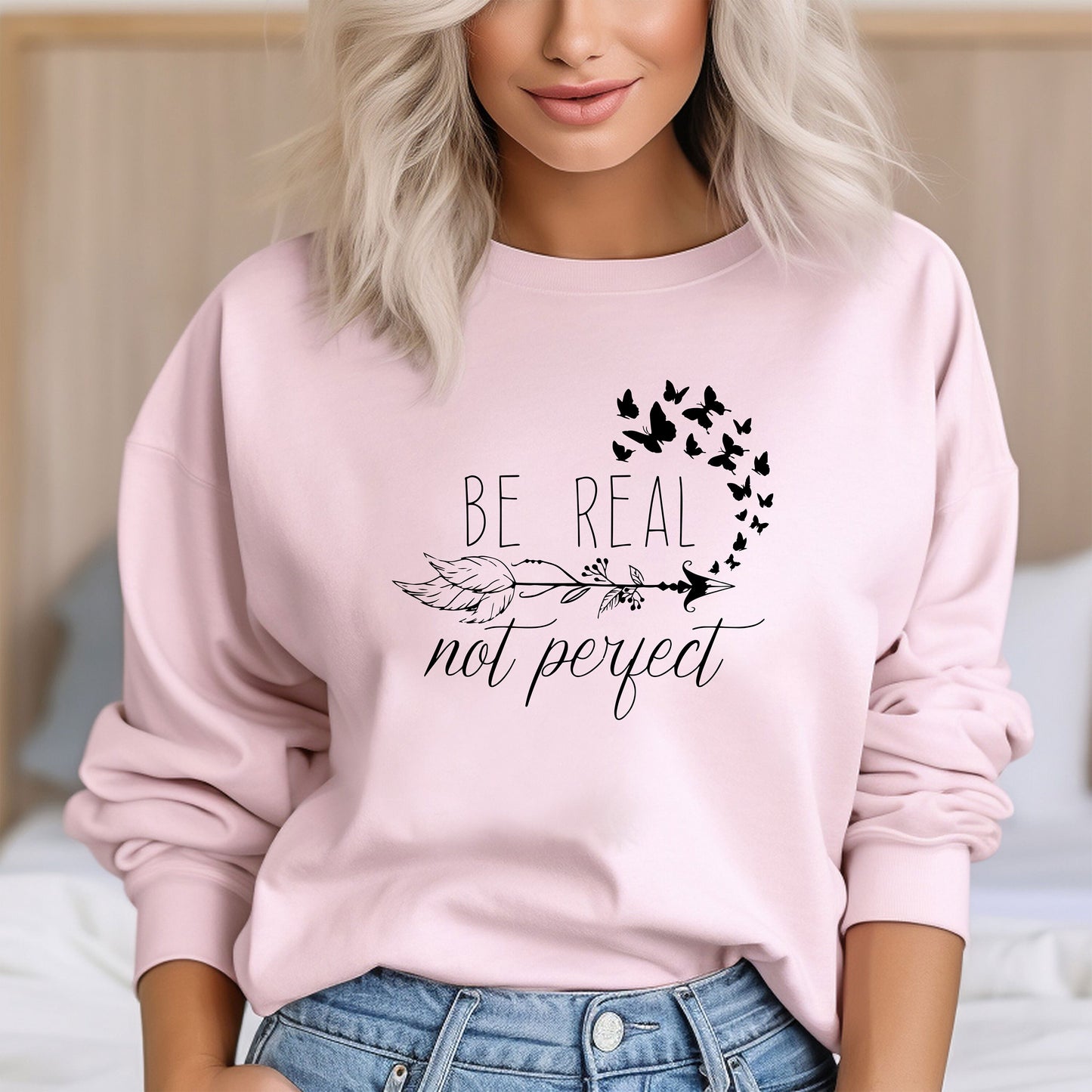 Be Real Not Perfect Sweatshirt and Hoodie, Retro Motivational Sweatshirt, Vintage Meditation Sweatshirt, Mental Health Shirt, Cute sweat