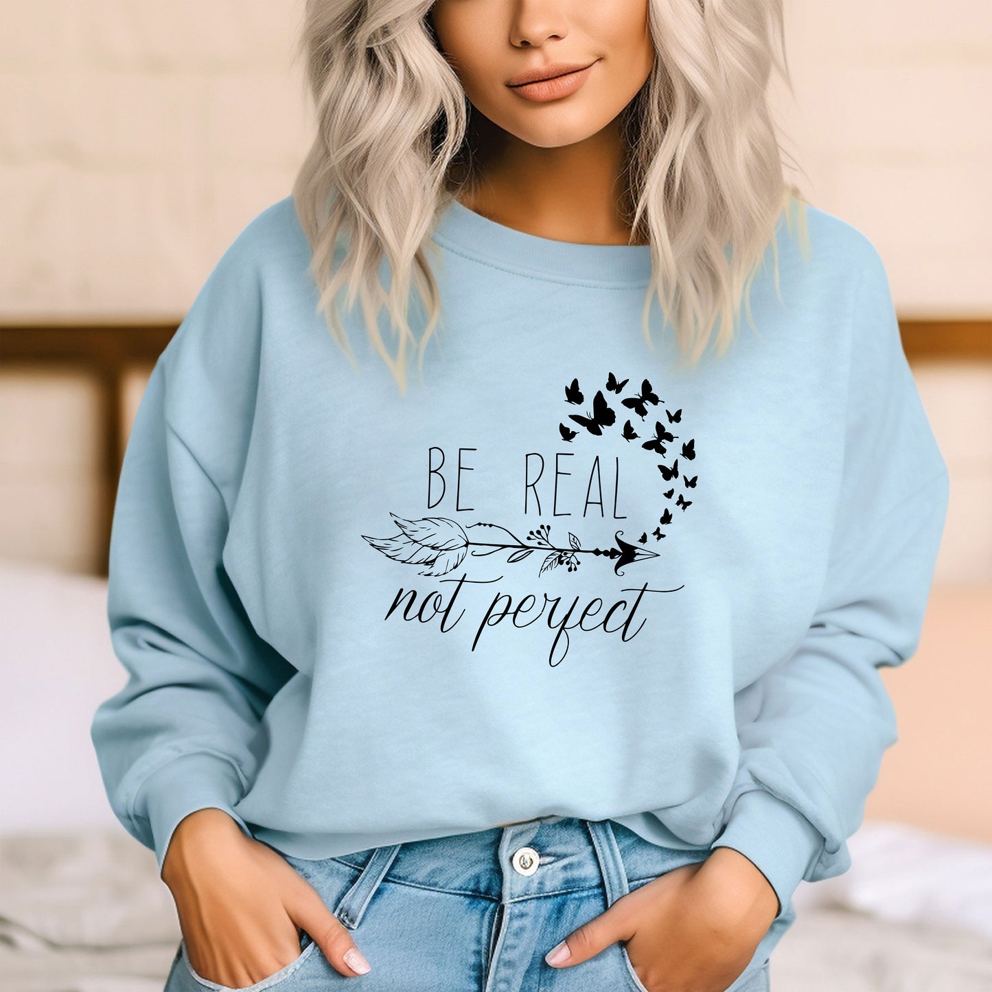 Be Real Not Perfect Sweatshirt and Hoodie, Retro Motivational Sweatshirt, Vintage Meditation Sweatshirt, Mental Health Shirt, Cute sweat