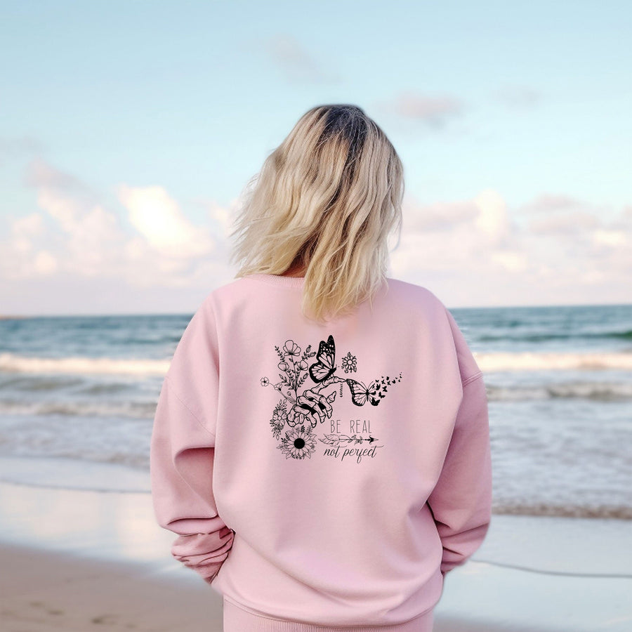 Be Real Not Perfect Sweatshirt and Hoodie, Retro Motivational Sweatshirt, Vintage Meditation Sweatshirt, Mental Health Shirt, Cute sweat