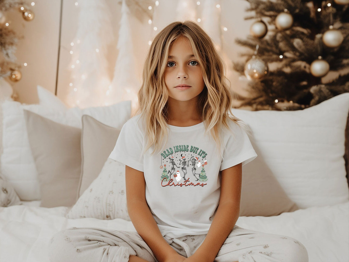 Dead Inside But It's Christmas Shirt, Funny Skeleton t-shirt, Skeleton Christmas Tree t-shirt, Unique Christmas family tee gift