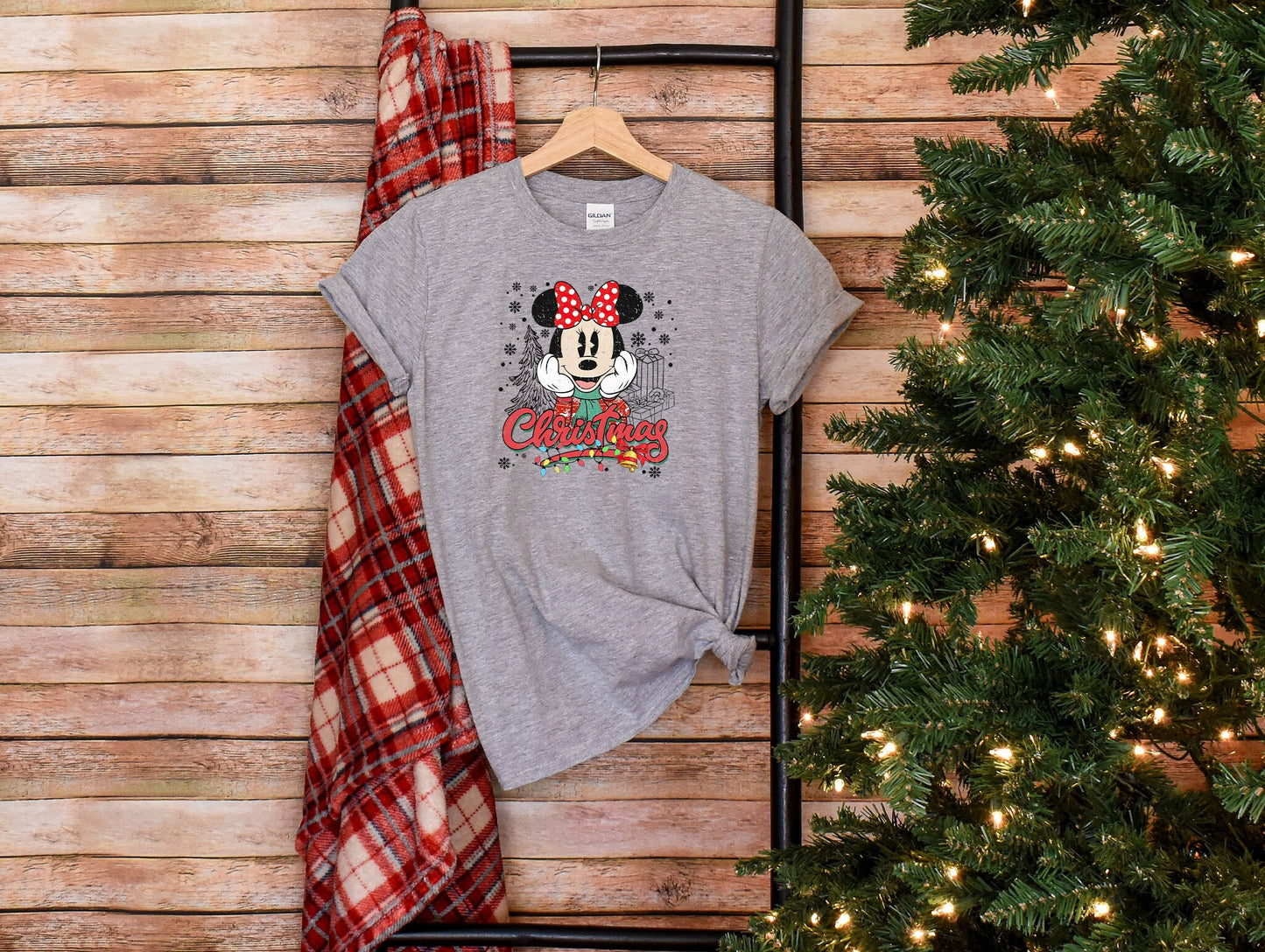 Vintage Minnie Christmas T-Shirt, Retro Disney Christmas Shirt, Disney Christmas Couple Shirt, Cute Disneyland Vacation Gift custom Tee