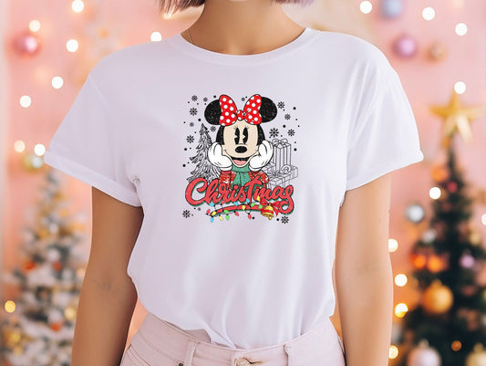 Vintage Minnie Christmas T-Shirt, Retro Disney Christmas Shirt, Disney Christmas Couple Shirt, Cute Disneyland Vacation Gift custom Tee