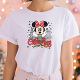 Vintage Minnie Christmas T-Shirt, Retro Disney Christmas Shirt, Disney Christmas Couple Shirt, Cute Disneyland Vacation Gift custom Tee