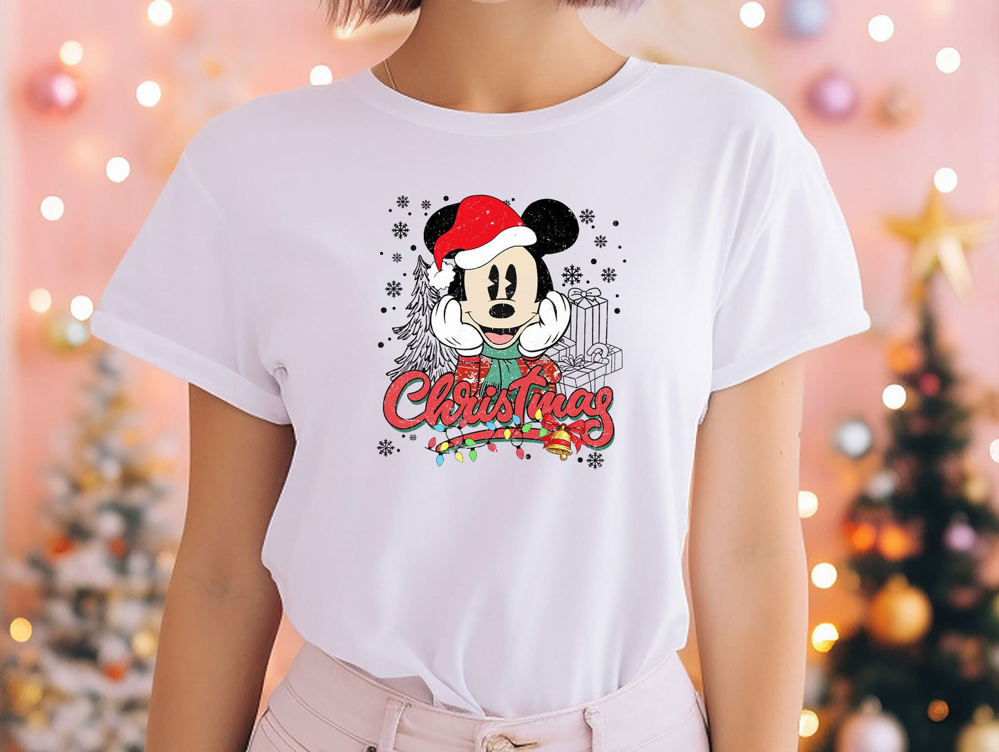 Vintage Mickey Christmas T-Shirt, Retro Disney Christmas Shirt, Disney Christmas Couple Shirt, Cute Disneyland Vacation Custom Gift tee