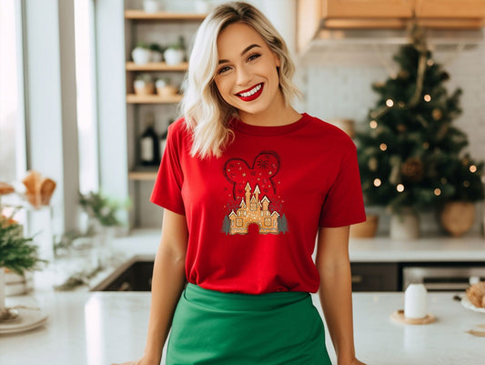 Disney Gingerbread Castle Shirt, Disney Christmas T-Shirt, Christmas Castle Shirt, Disney Christmas Family Shirt, Minnie Christmas Tee Gift