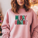 Merry Bright Sweat shirt, Womens Christmas Sweatshirt, Holiday Retro Hoodie, Merry Christmas Hoodie, Gift for Christmas, Christmas Clothing