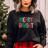Merry Bright Sweat shirt, Womens Christmas Sweatshirt, Holiday Retro Hoodie, Merry Christmas Hoodie, Gift for Christmas, Christmas Clothing